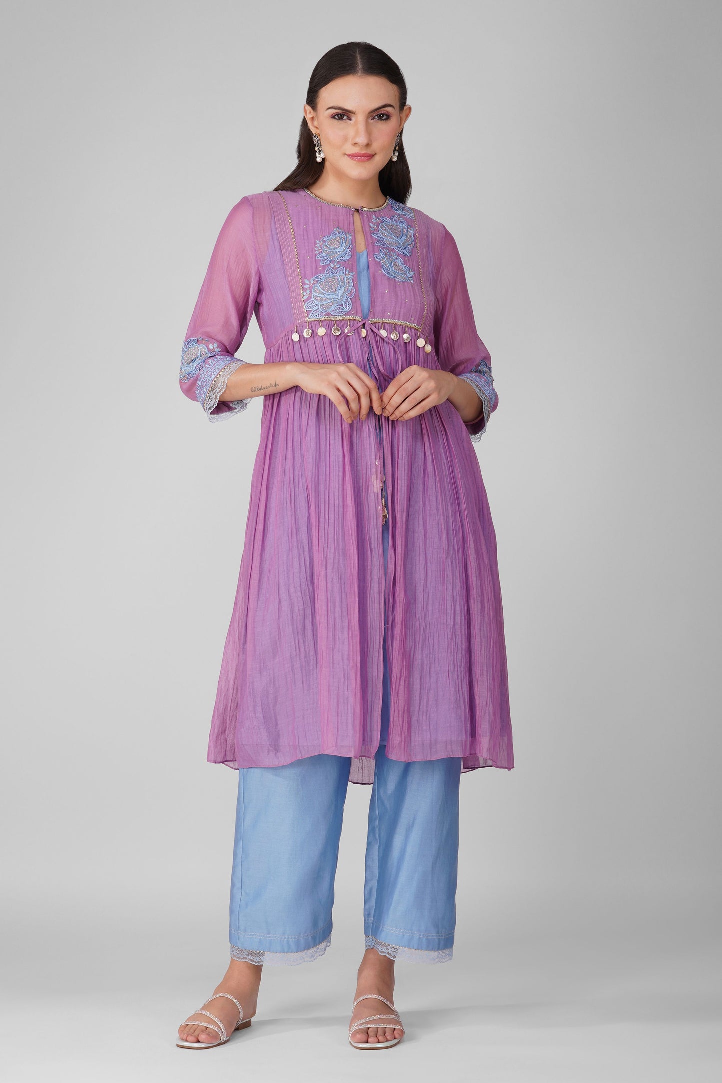 Starry Rose Gathered Jacket-Kurta Set