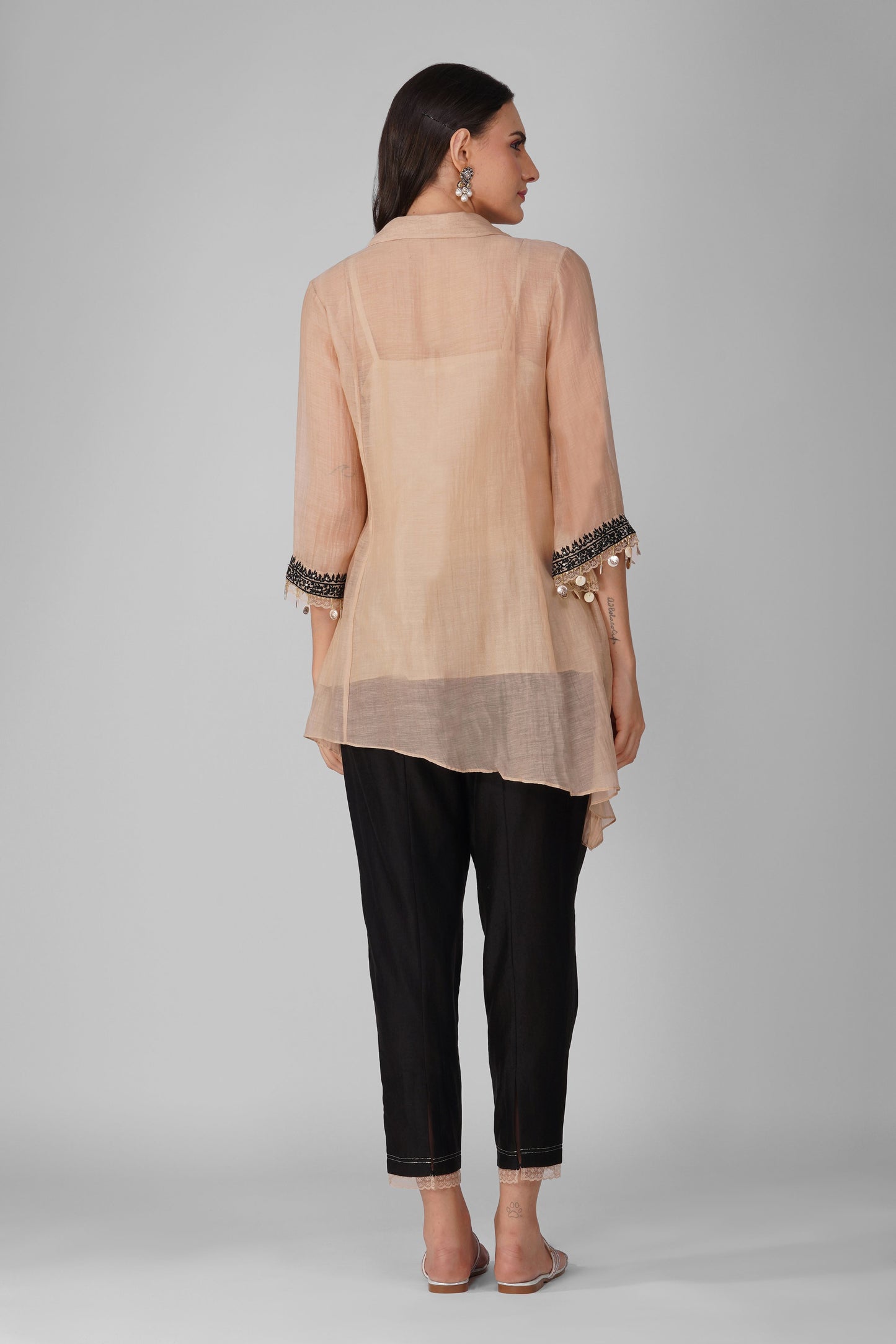 Starry Rose Asymmetric Shirt Set