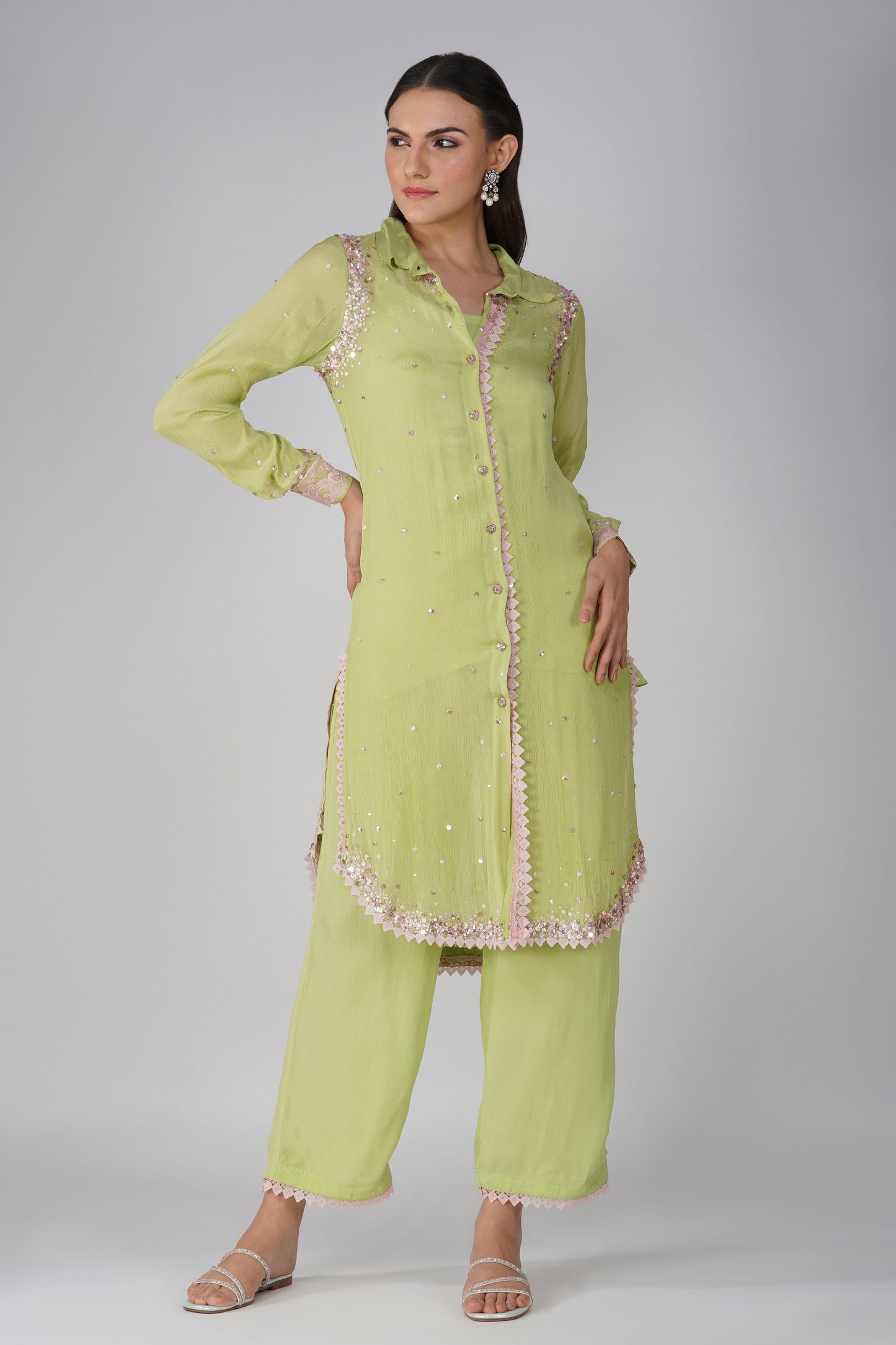 Starry Sky Chiffon Shirt Set