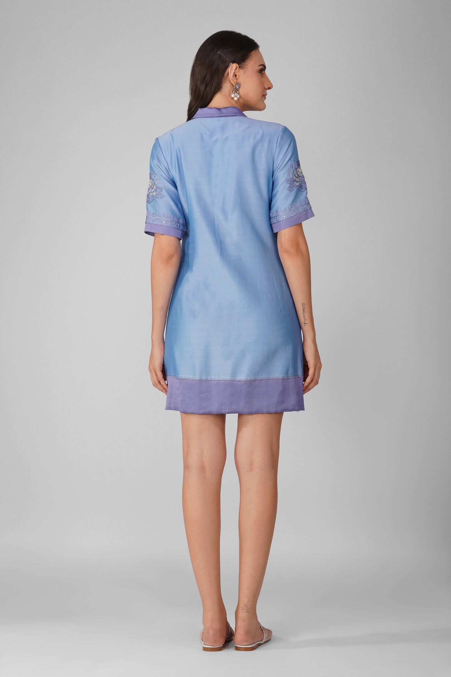 Starry Rose Zipper Shift Dress
