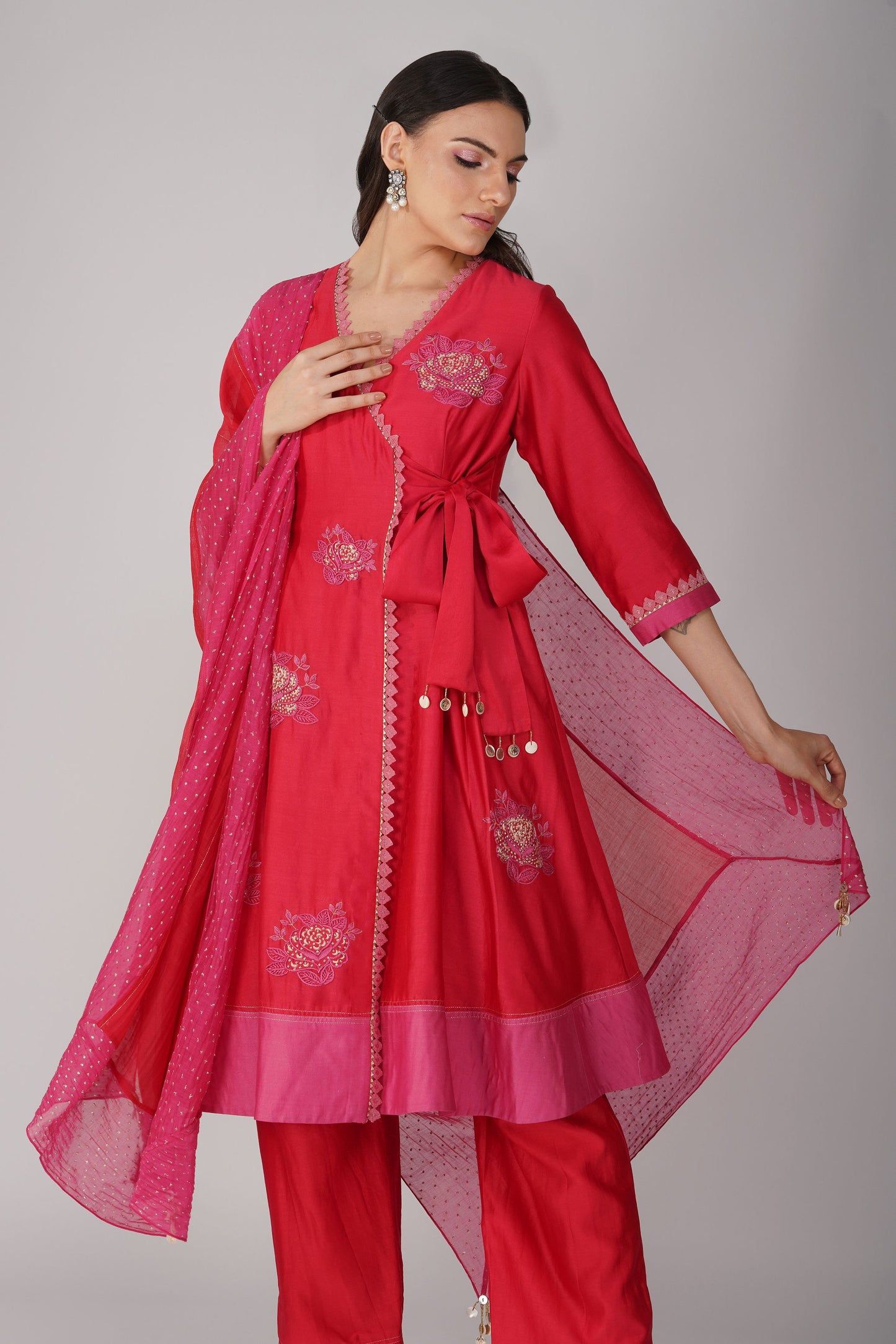 Starry Rose Two-Tone Angrakha Set