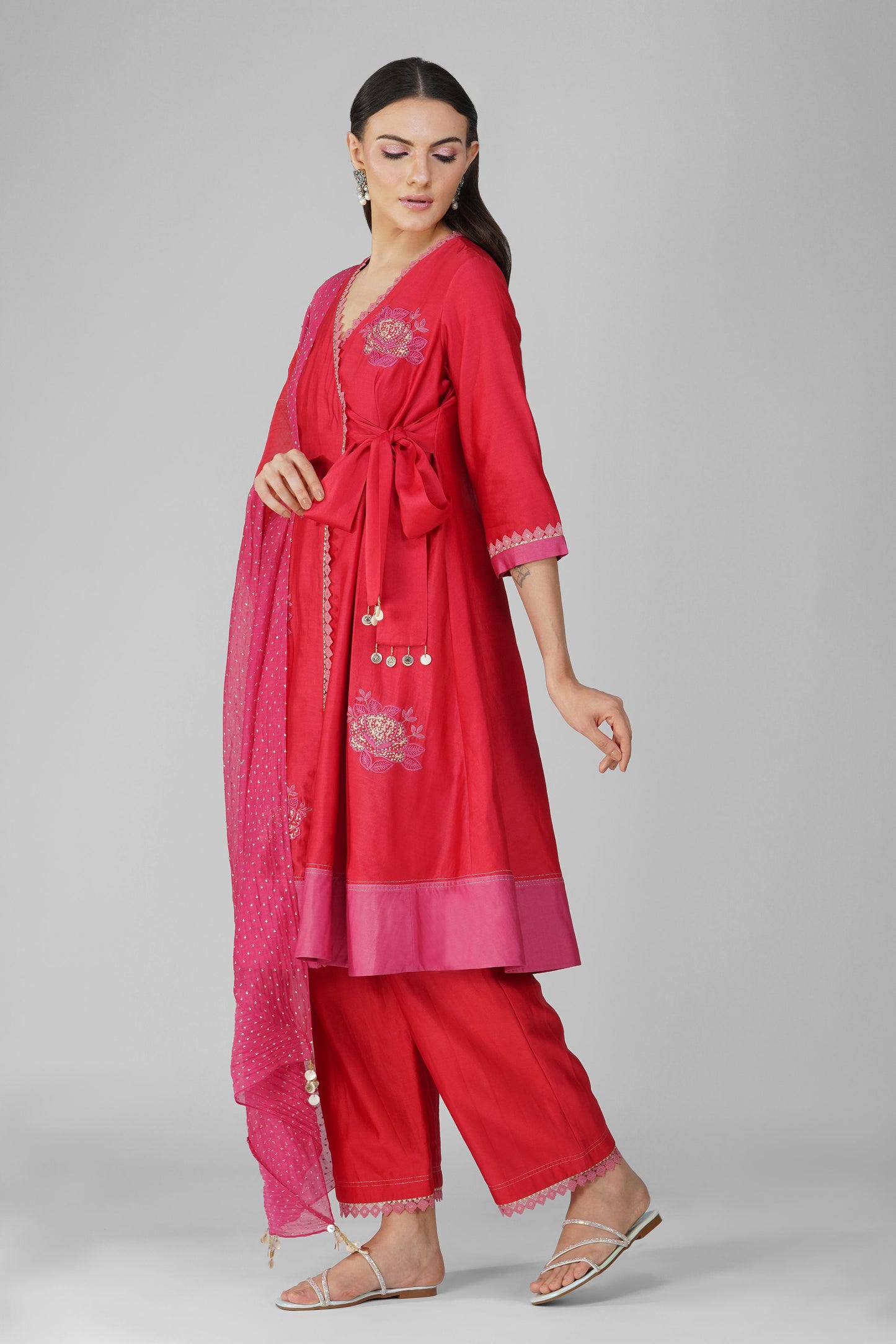 Starry Rose Two-Tone Angrakha Set
