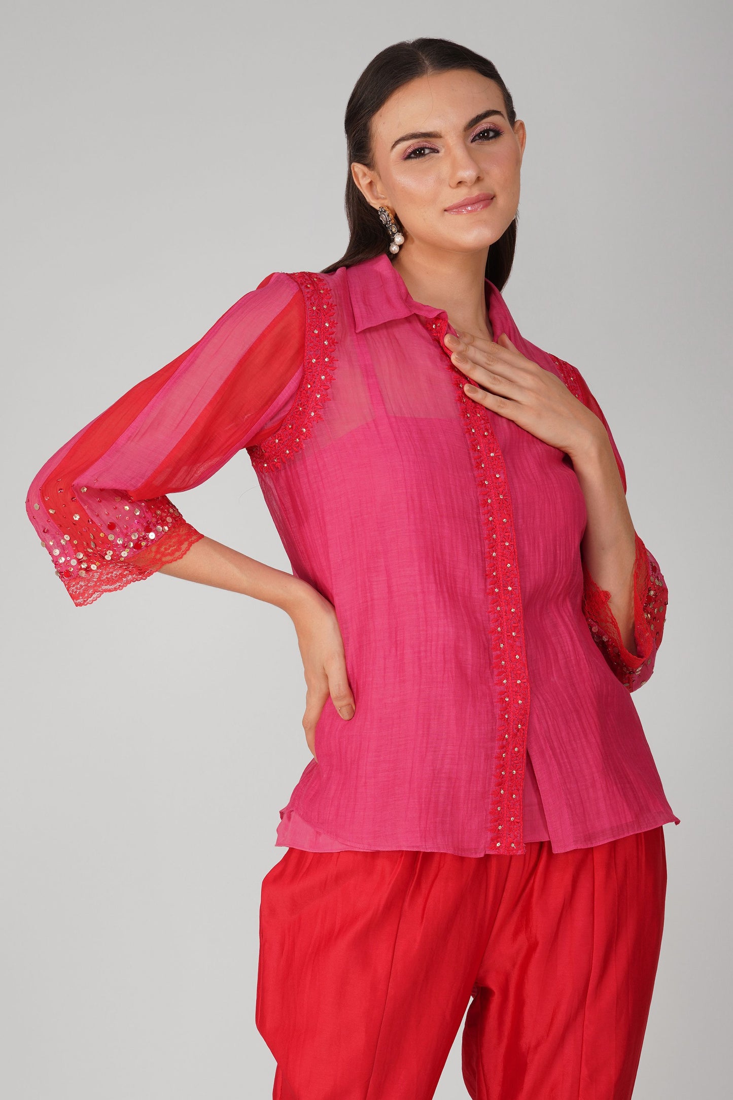 Starry Sky Two-Tone Shirt Set