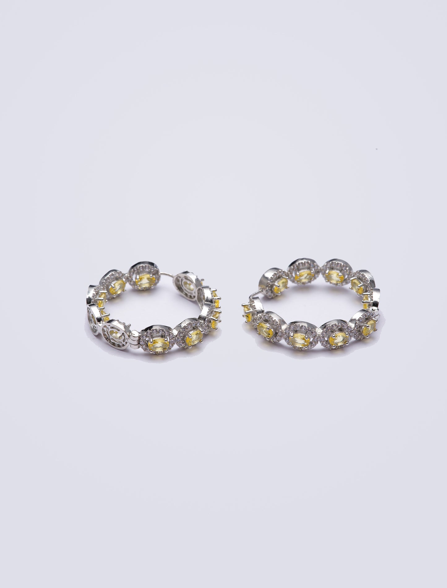 Diamond and Yellow Crystal Hoops