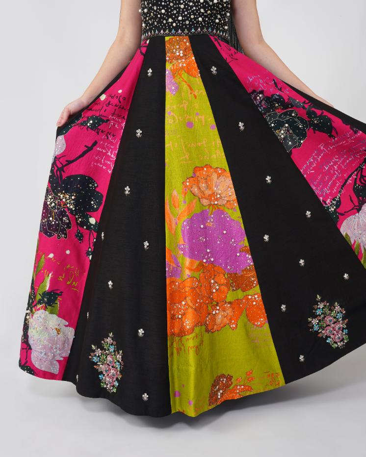 Flower and Crystal Anarkali Set