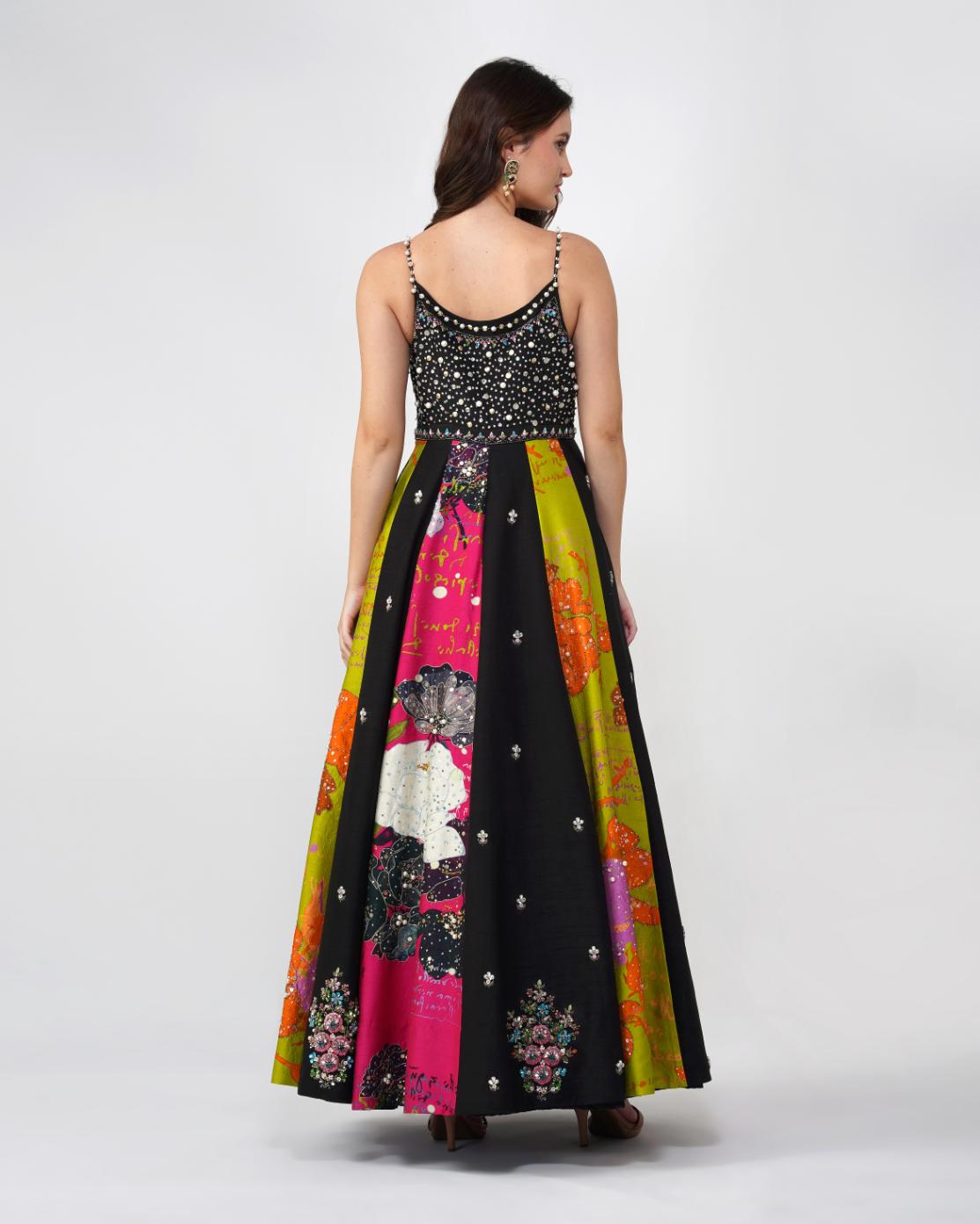 Flower and Crystal Anarkali Set