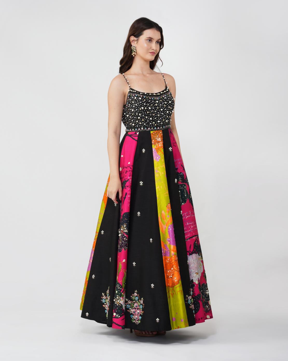 Flower and Crystal Anarkali Set