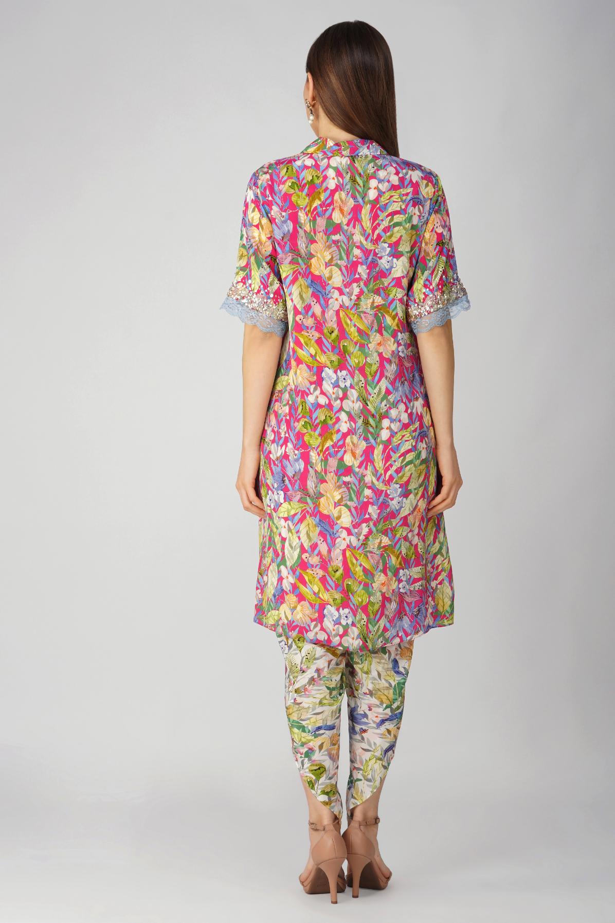 MULTI LEAF SHIRT TUNIC SET