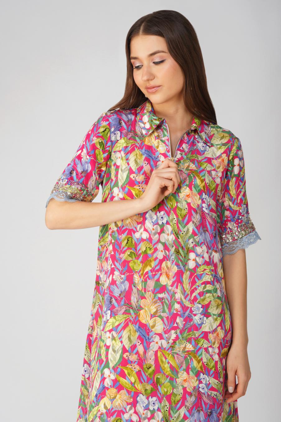 MULTI LEAF SHIRT TUNIC SET