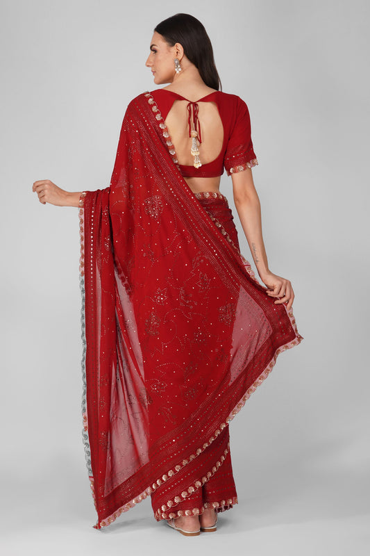 Starry Galaxy mukaish saree set