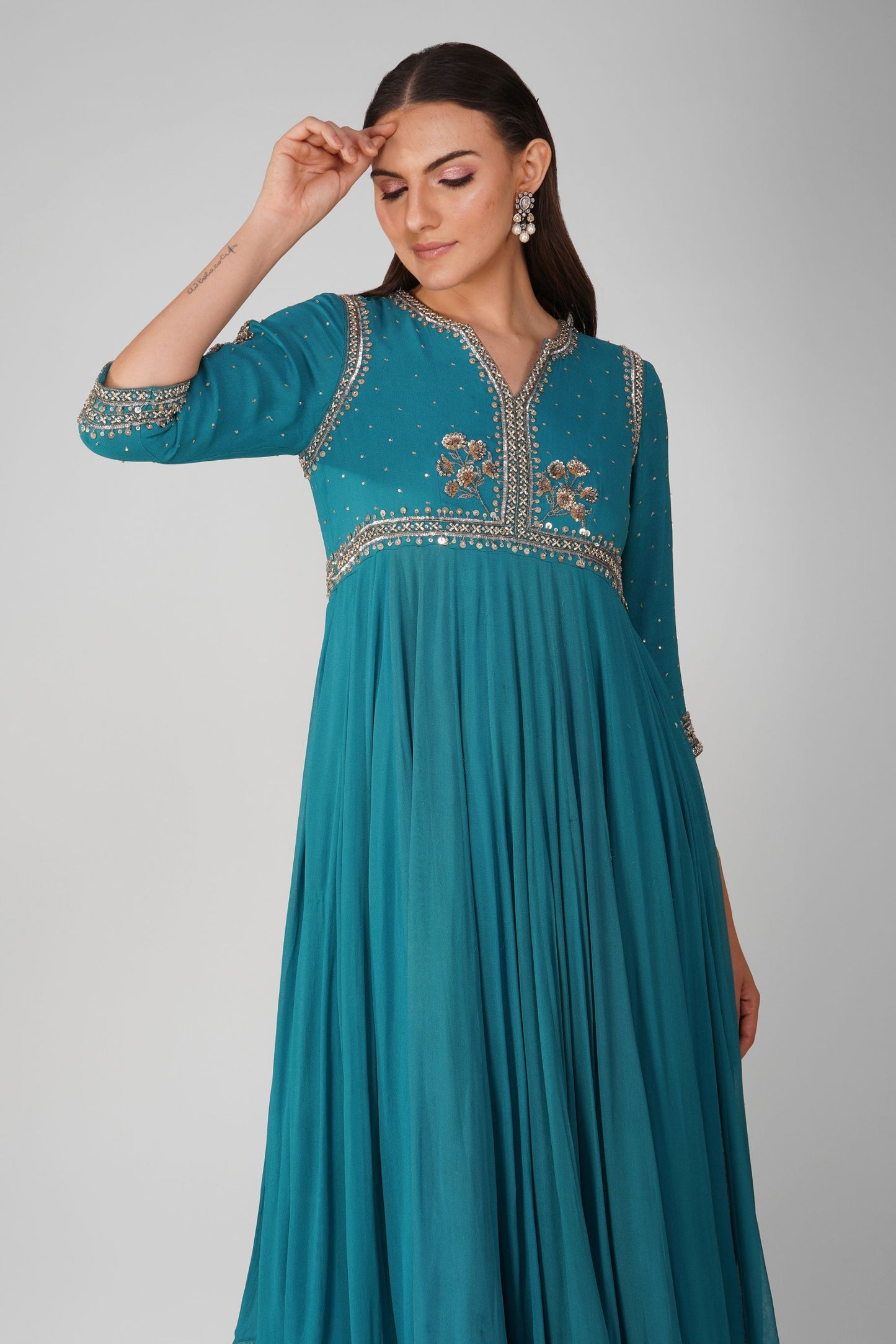 Starry Galaxy mukaish anarkali set