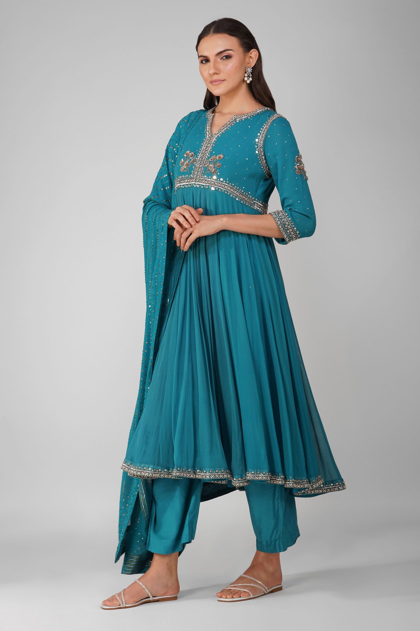 Starry Galaxy mukaish anarkali set