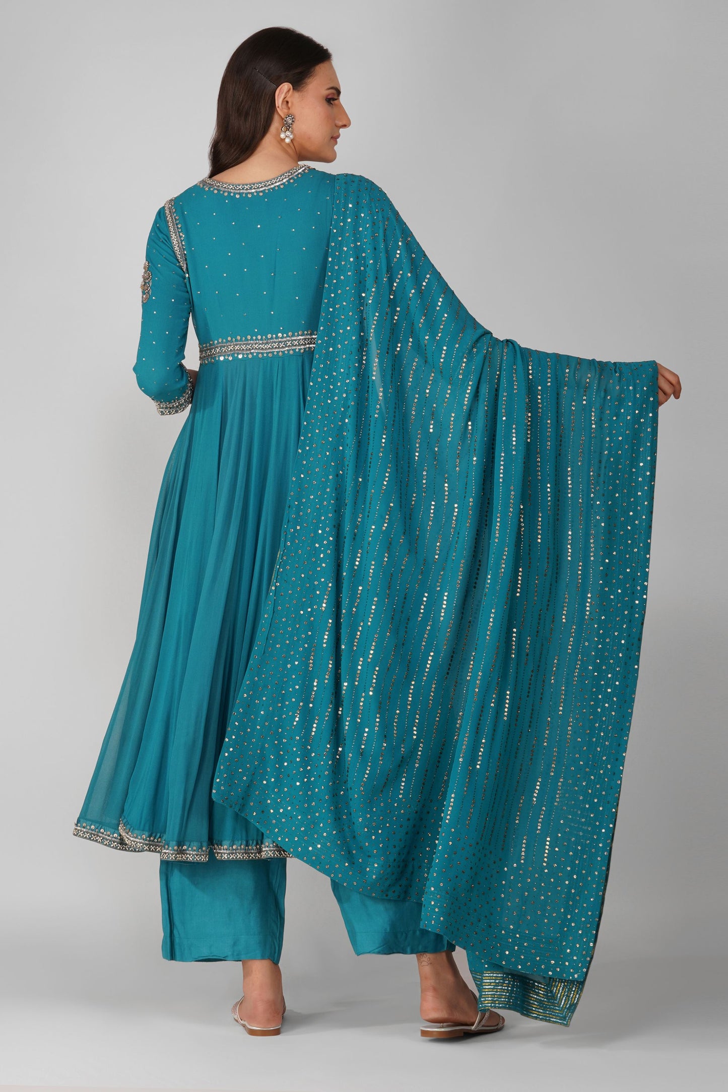 Starry Galaxy mukaish anarkali set
