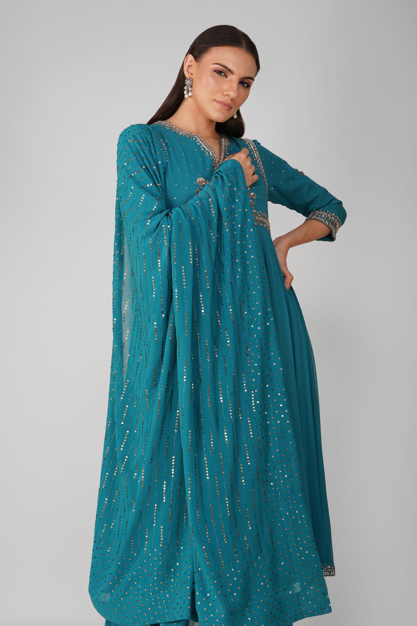 Starry Galaxy mukaish anarkali set