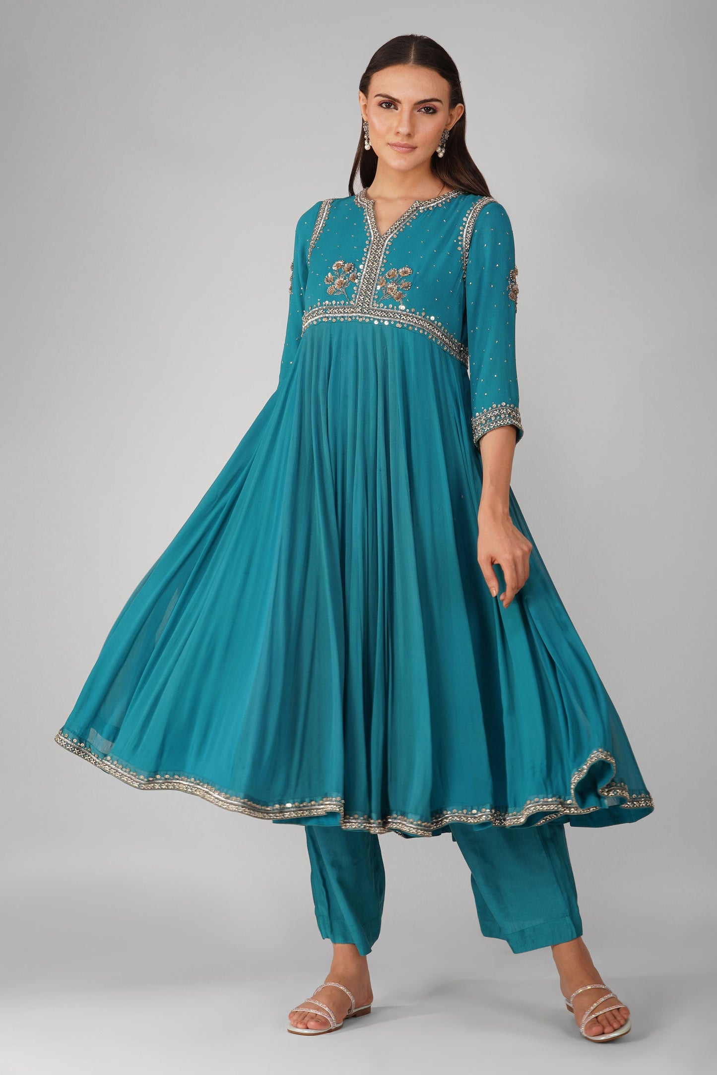 Starry Galaxy mukaish anarkali set