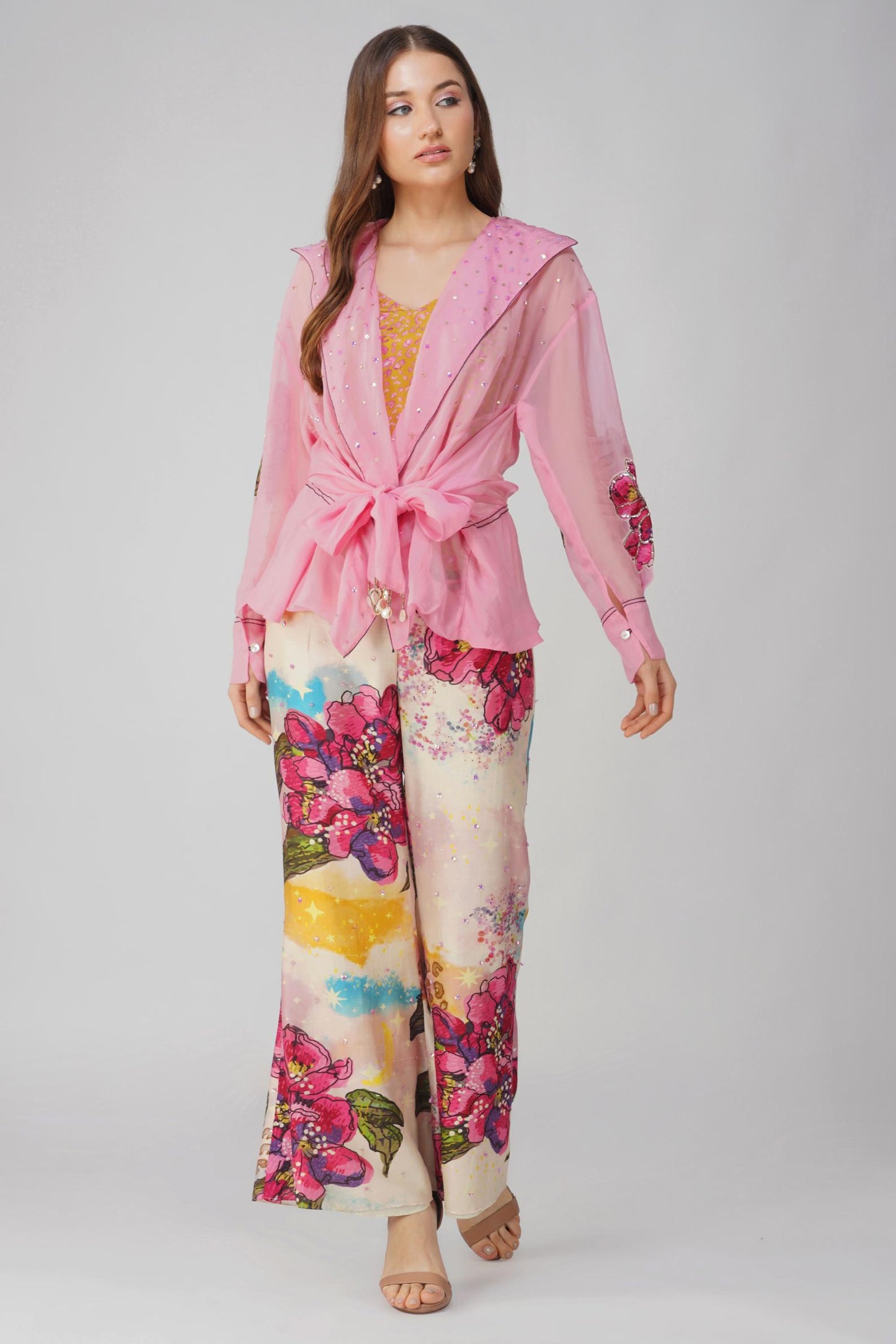 BIG FLOWER TIE-UP TOP SET