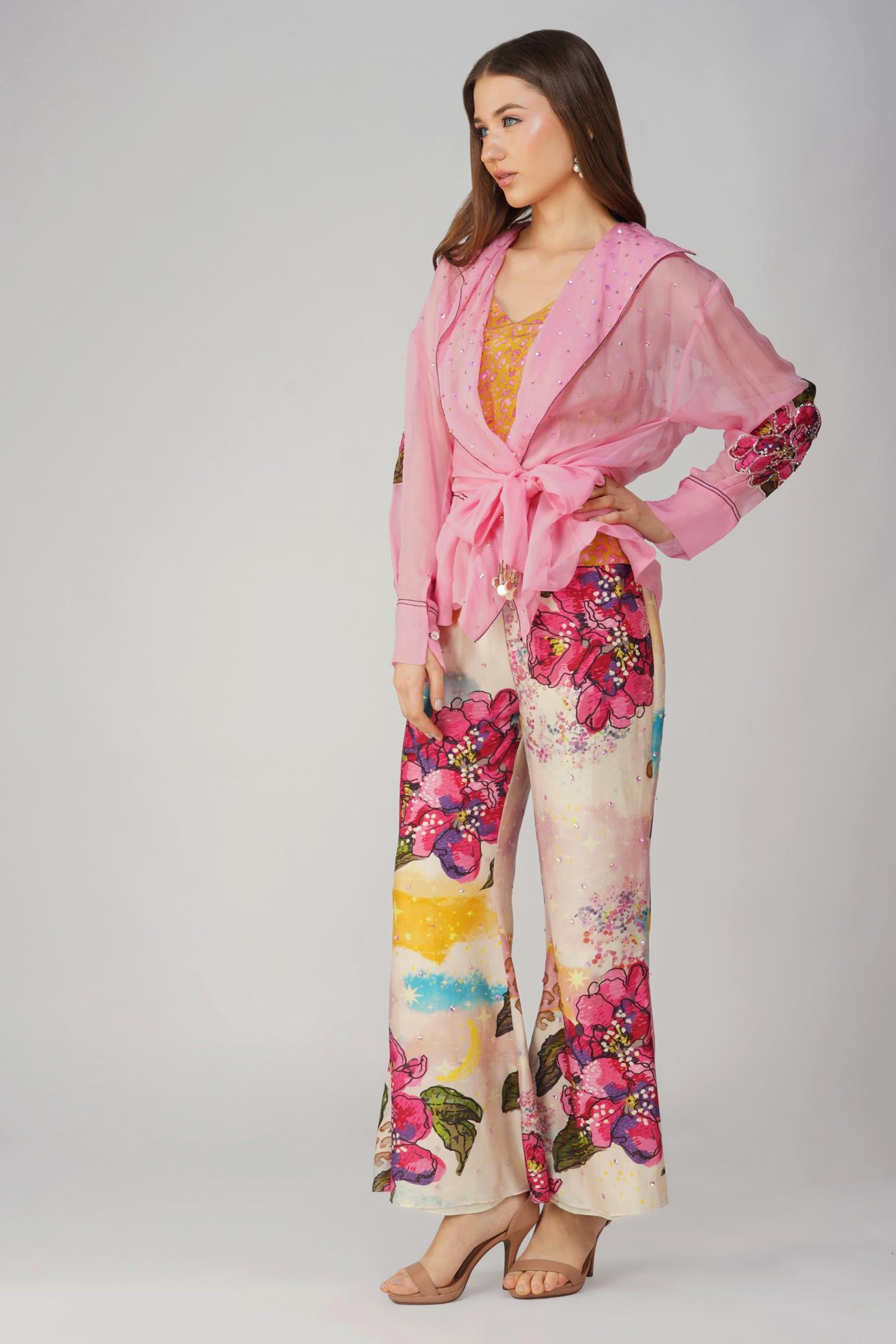 BIG FLOWER TIE-UP TOP SET