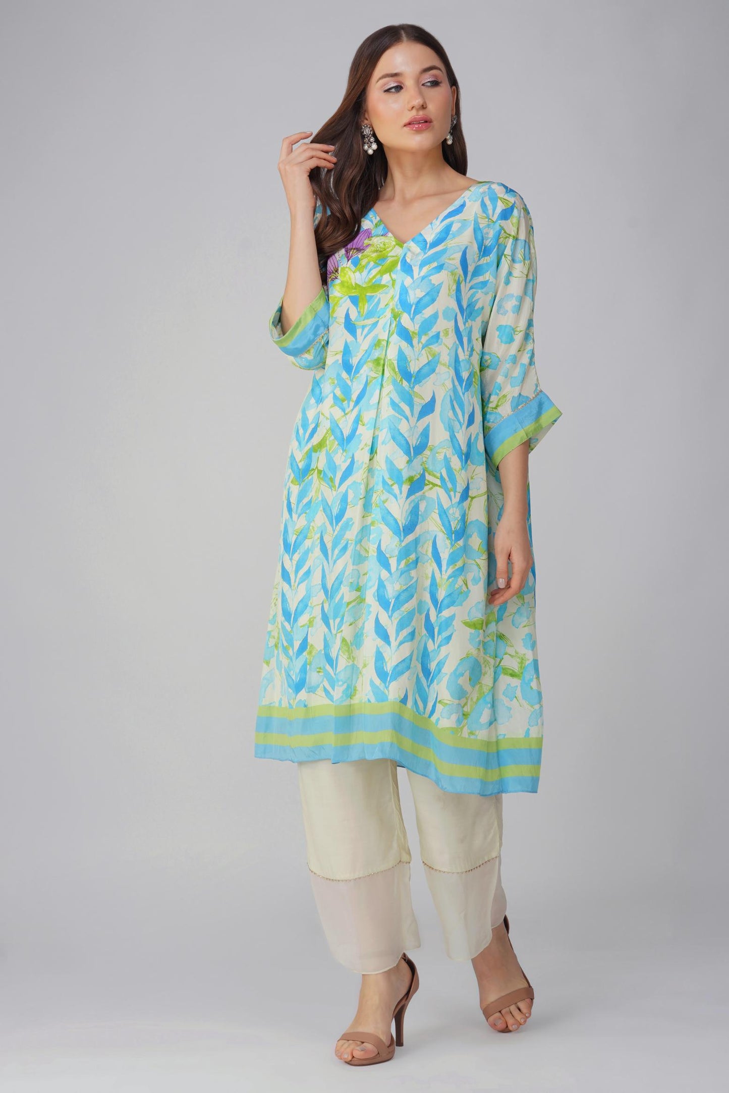 BLUE LEAF PRINTED KURTA SET