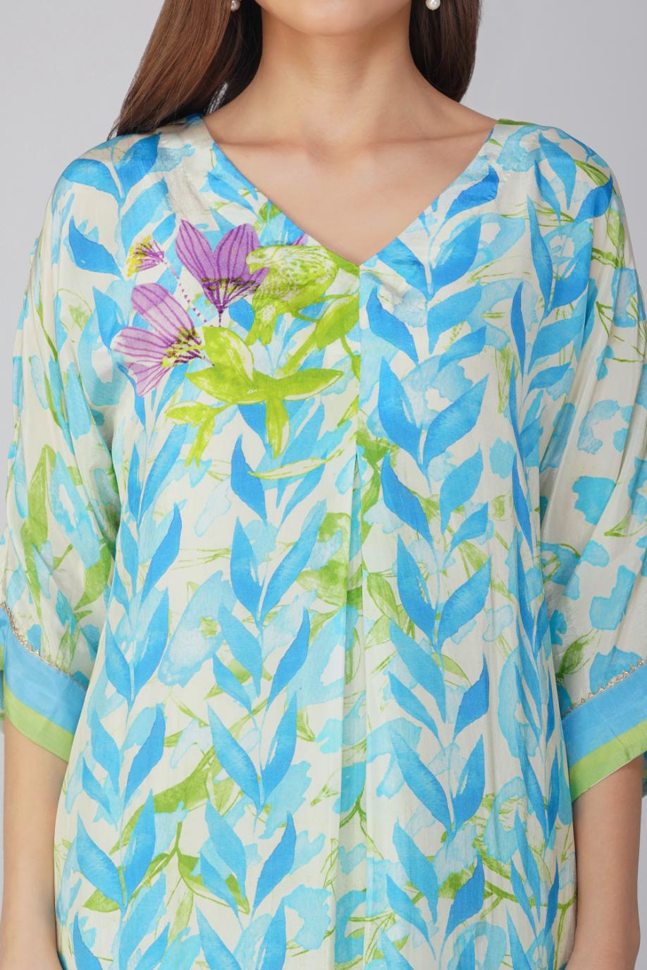 BLUE LEAF PRINTED KURTA SET