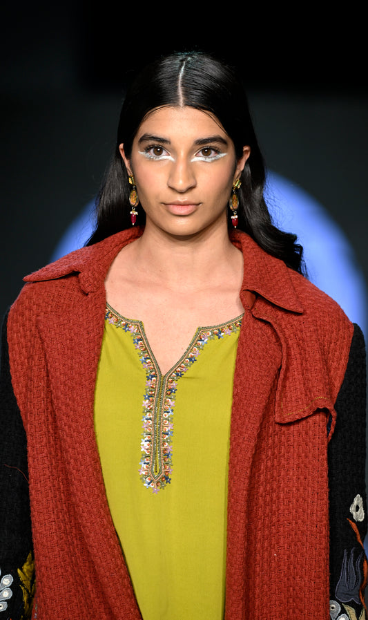 FLOWER BORDER A-LINE TUNIC SET