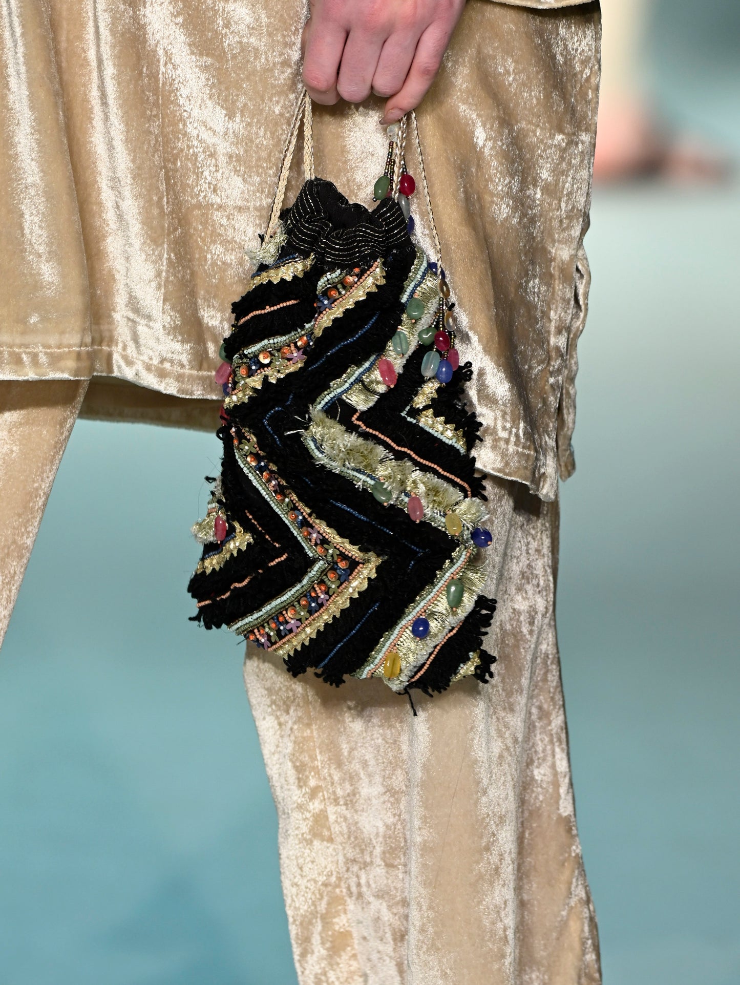 Fringe Fur Bucket Bag