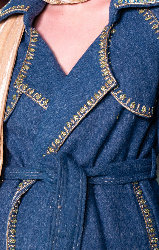 ZARDOZI BORDER WOOLLEN COAT