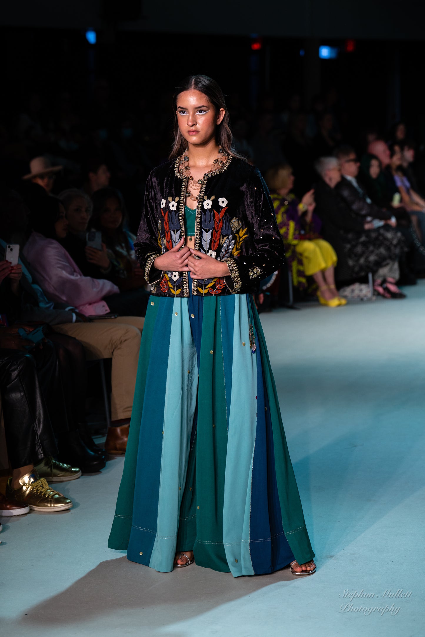 MULTI-COLOUR SHARARA SET WITH SHORT APPLIQUE JACKET