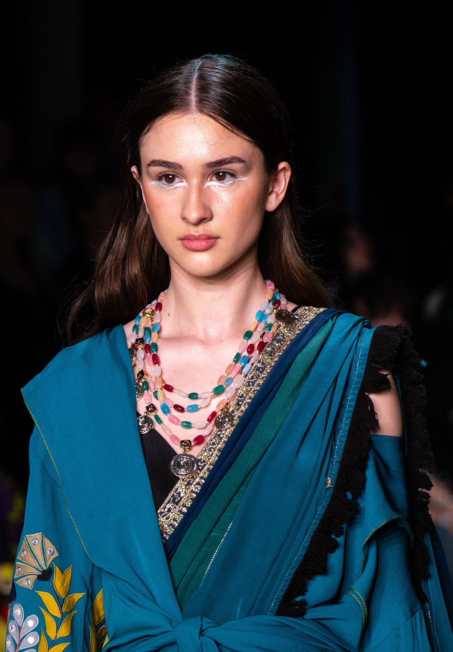 COLOUR BLOCKED SAREE WITH ZARDOZI BORDER