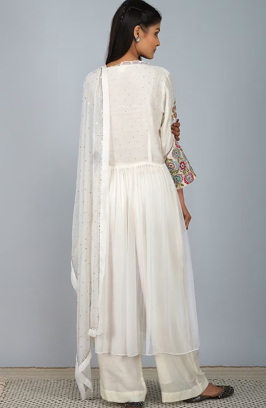 Ivory Applique Sleeves Angrakha Set