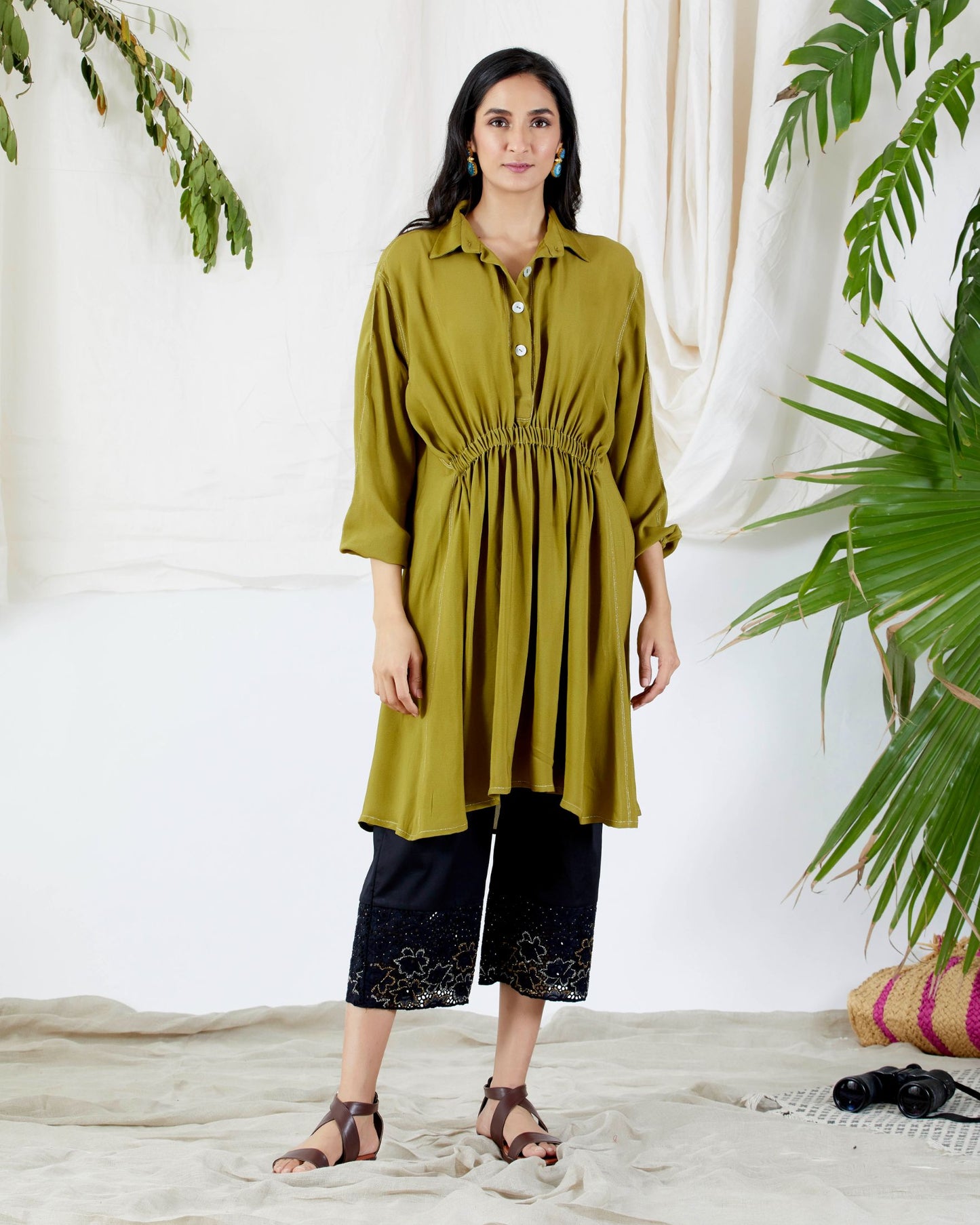 FRONT GATHERED TUNIC SET