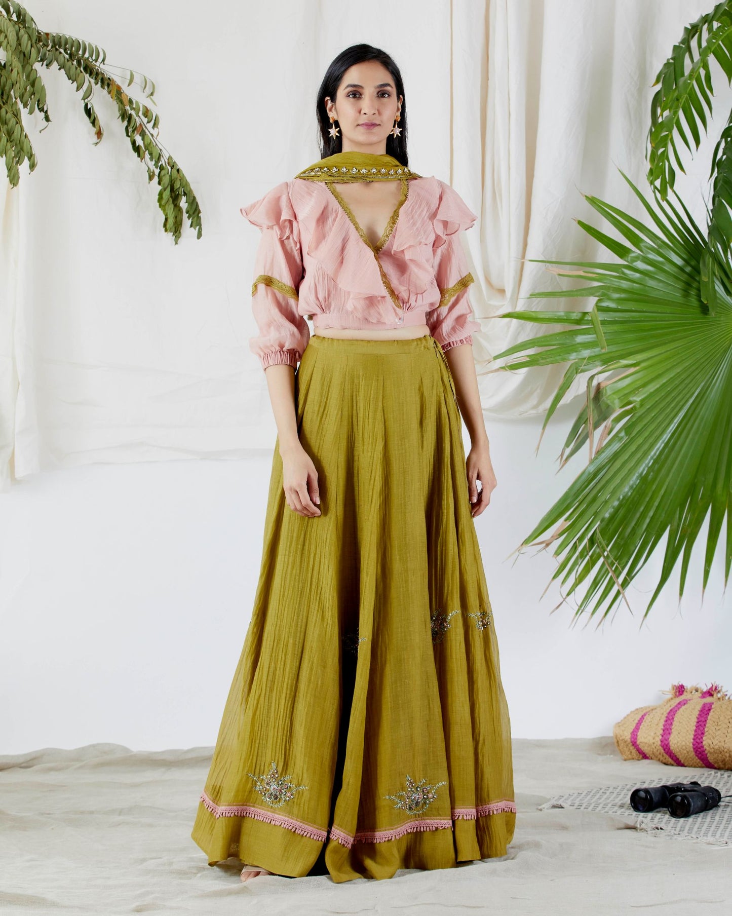 BOUQUET LEHENGA SET WITH SHIRT TOP
