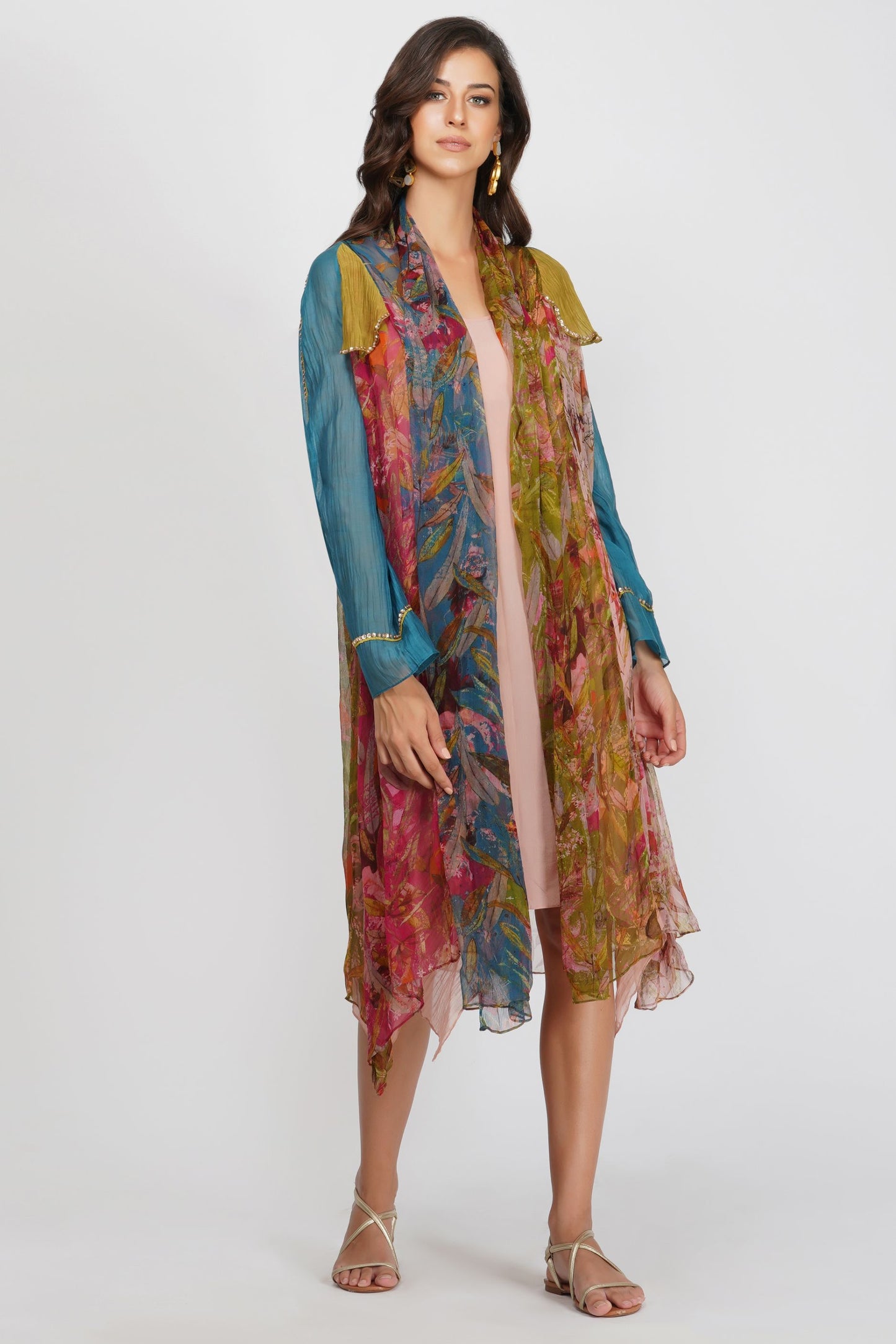 PANELLED SCARF TRENCH DRESS