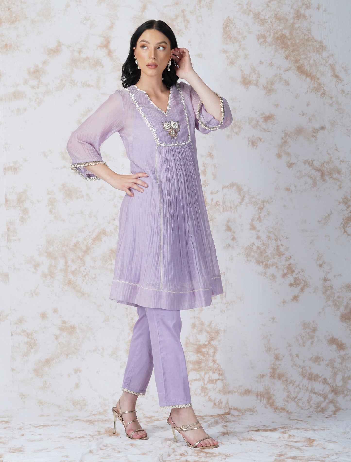 BAROQUE FLOWER PANELLED TUNIC SET