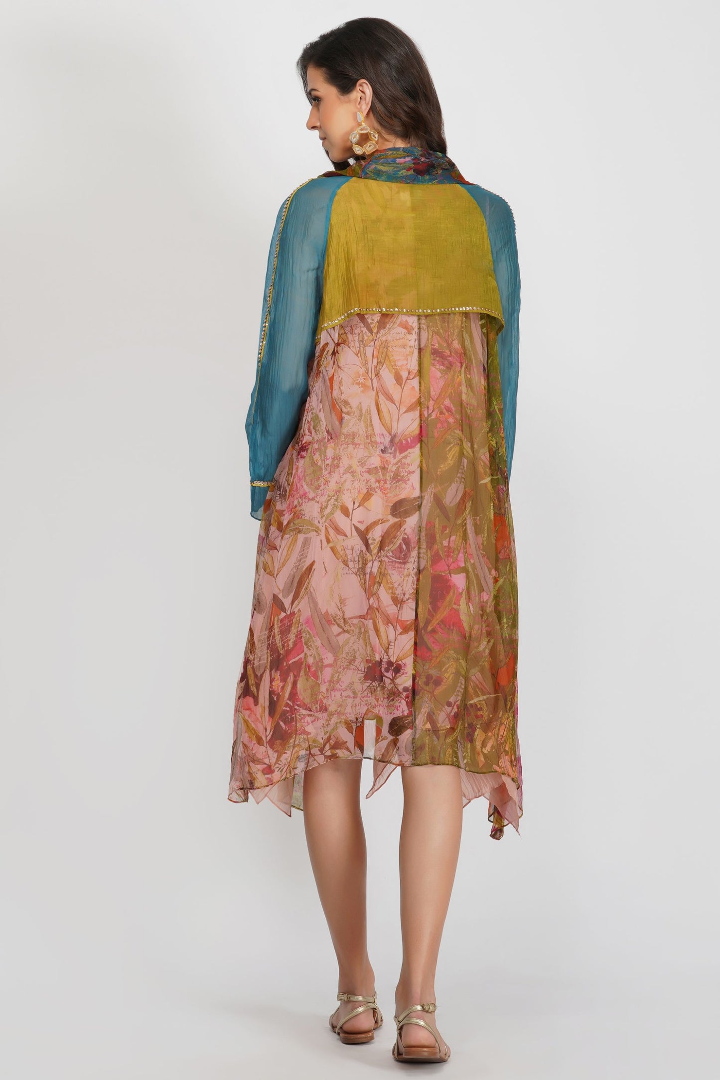 PANELLED SCARF TRENCH DRESS