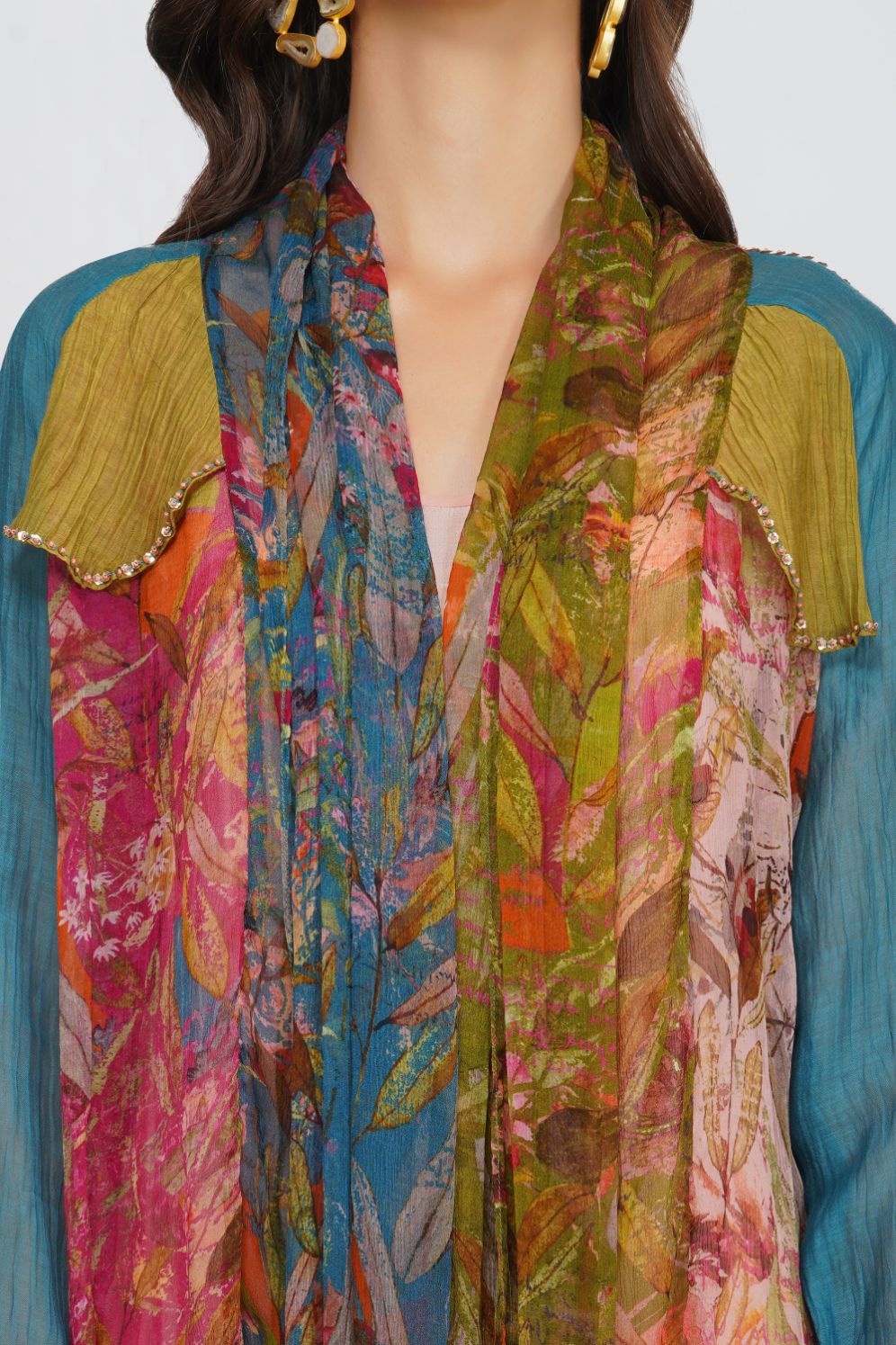 PANELLED SCARF TRENCH DRESS