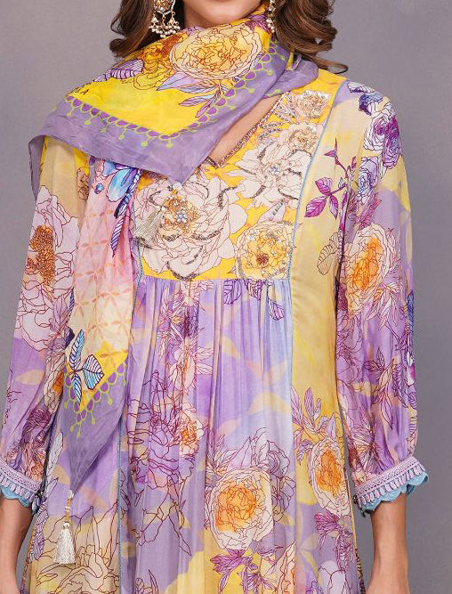 Floral Print Yellow Scarf