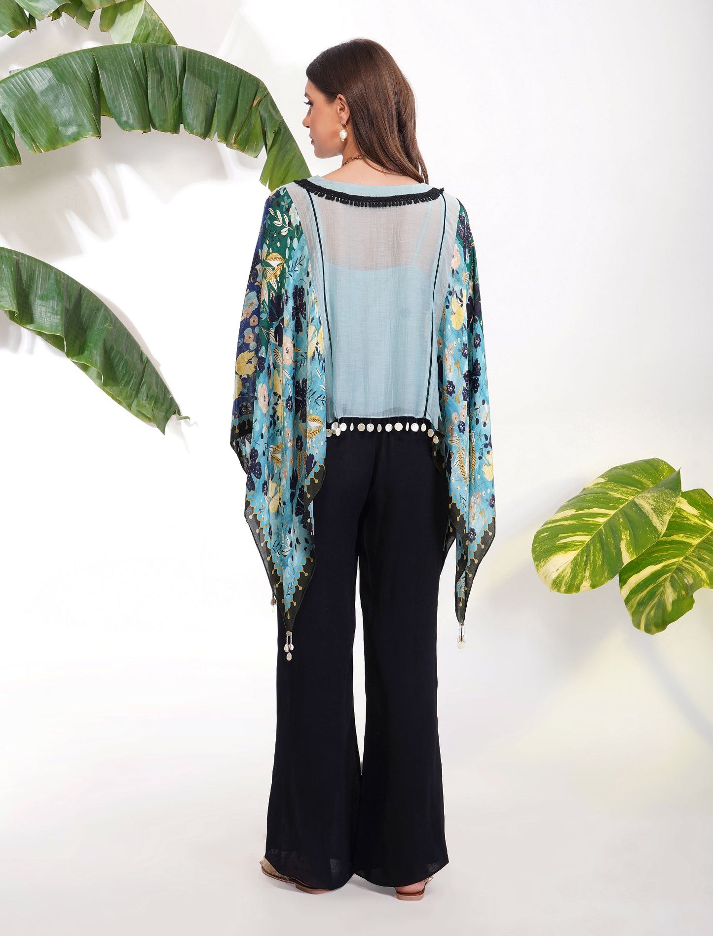 BLUE PRINT SCARF TOP