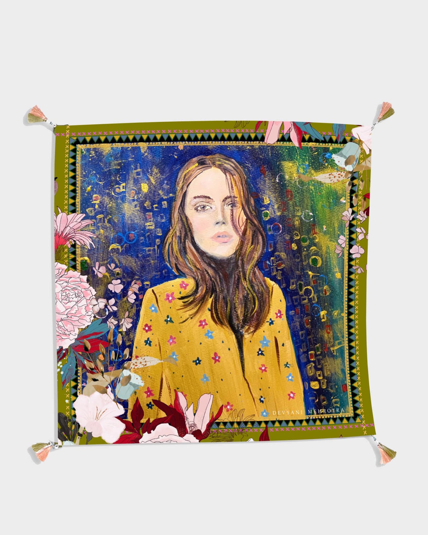THE LADY IN GOLD SATIN SCARF