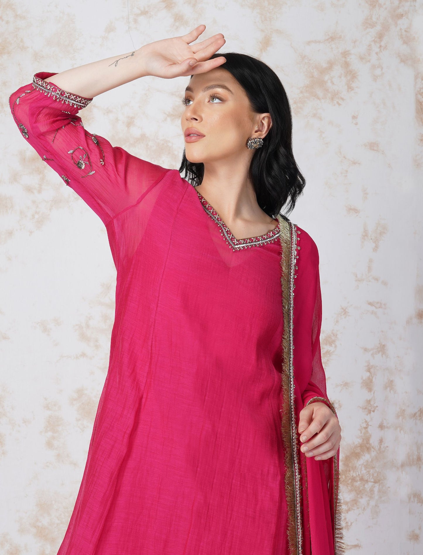 ANTIQUE WORK RANI KURTA SET
