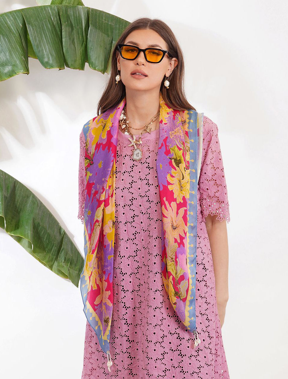 SUMMER PRINT SCARF RED