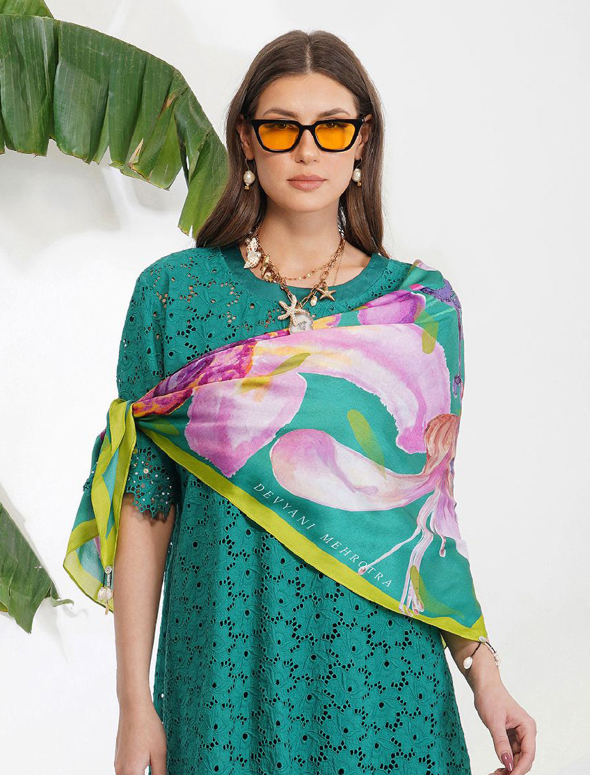 IRIS PRINT SCARF GREEN