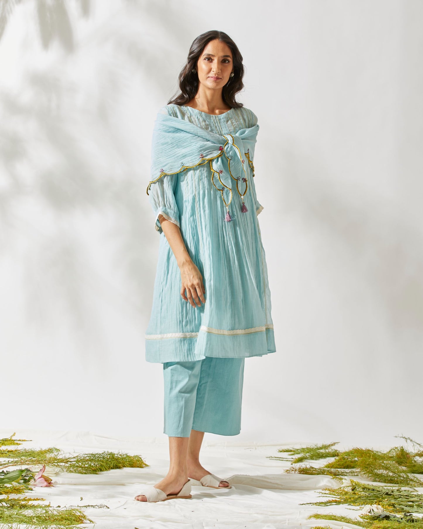 VINTAGE FLIRTY PLEATS TUNIC SET