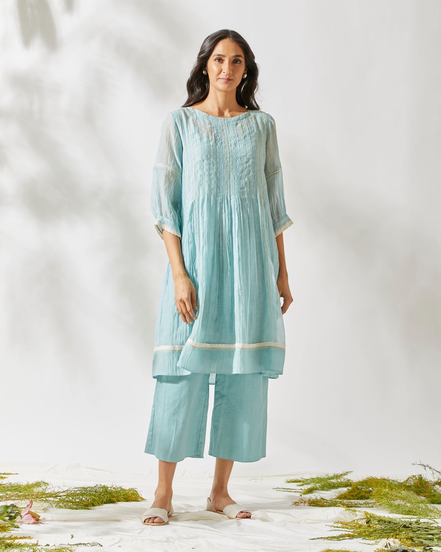 VINTAGE FLIRTY PLEATS TUNIC SET