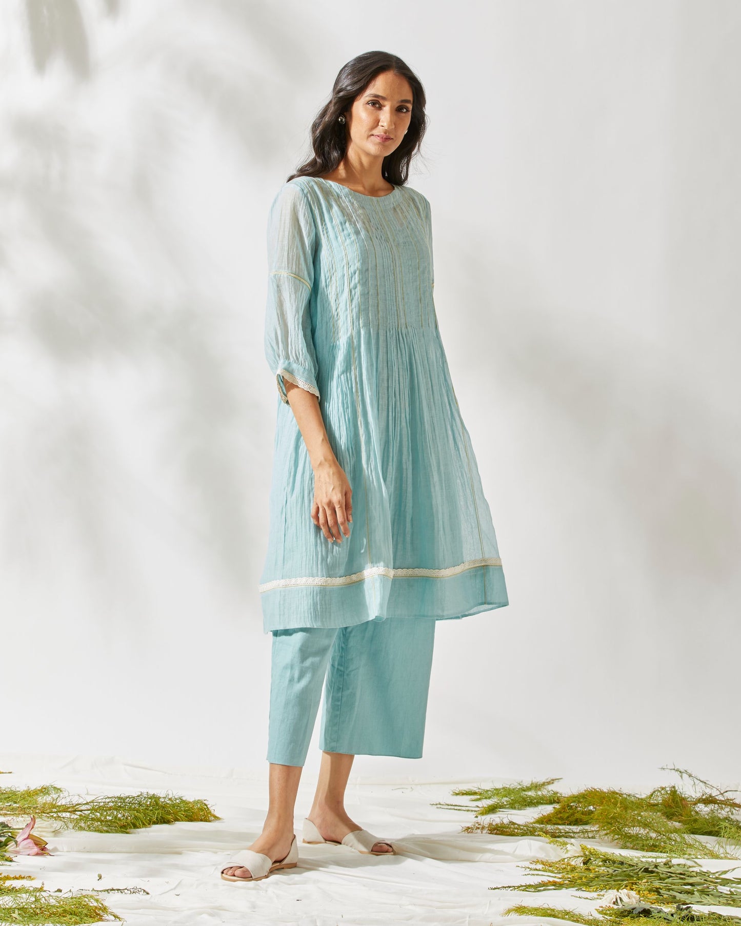 VINTAGE FLIRTY PLEATS TUNIC SET