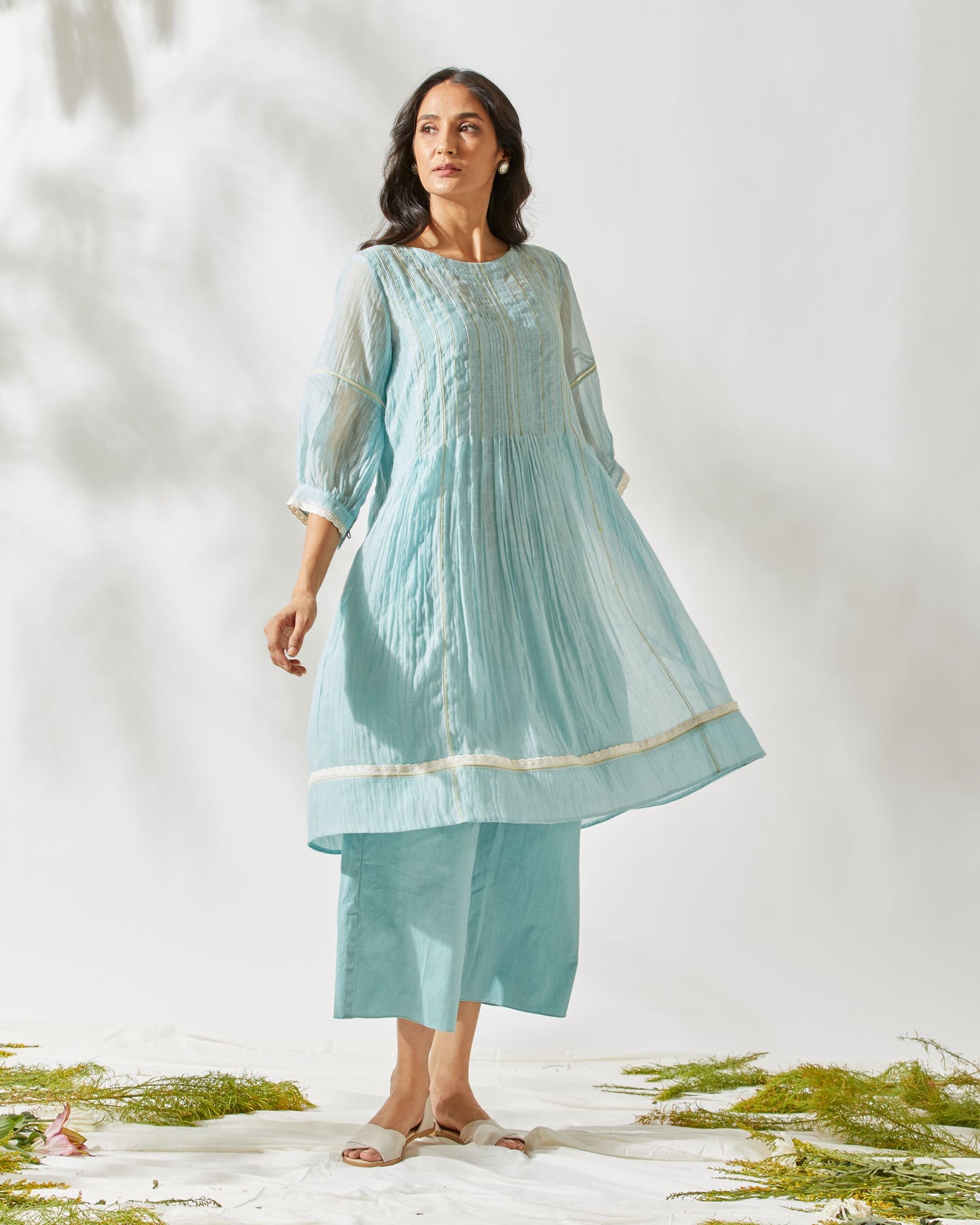 VINTAGE FLIRTY PLEATS TUNIC SET