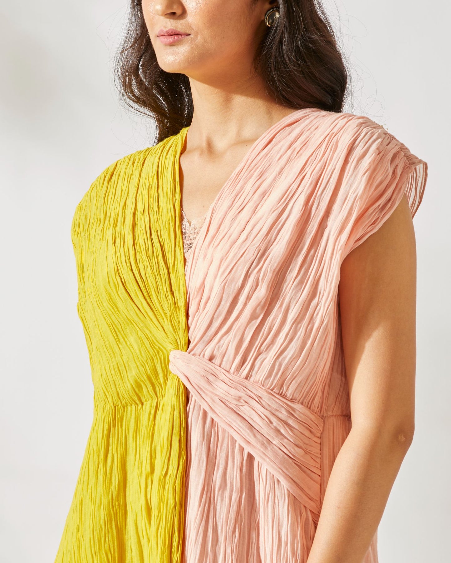 TWO TONED CARNATION KNOTTED DRESS