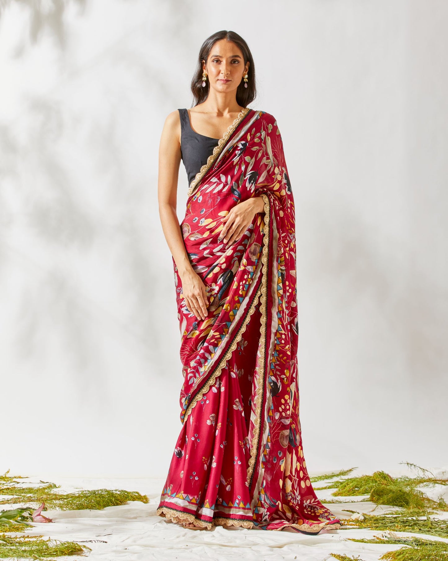 JARDIN PRINT SAREE-BERRY