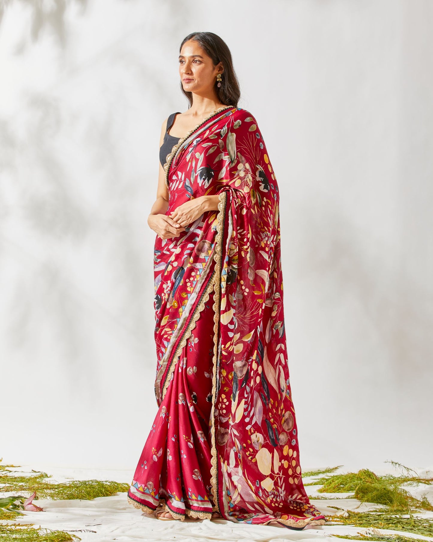 JARDIN PRINT SAREE-BERRY