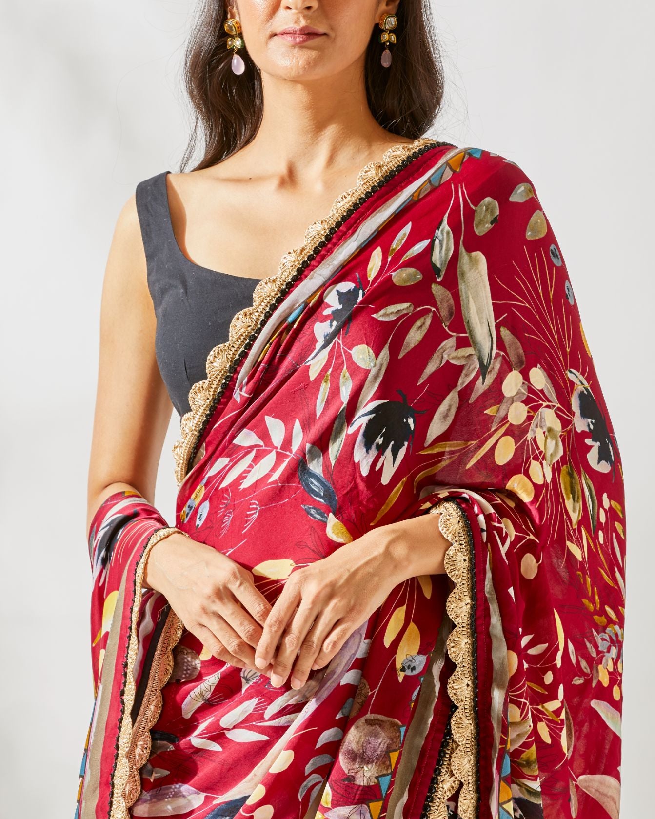 JARDIN PRINT SAREE-BERRY