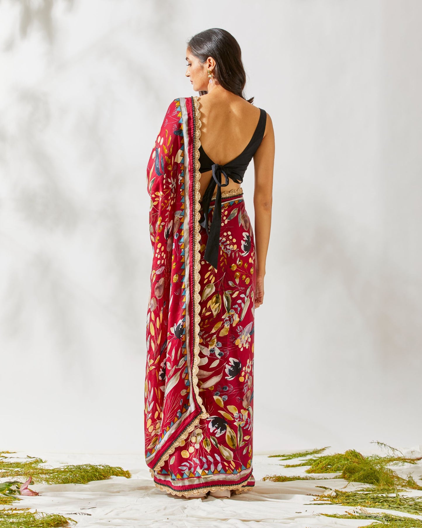 JARDIN PRINT SAREE-BERRY